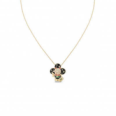 LOUIS VUITTON VIVIENNE MANEKI NEKO PENDANT, 3 GOLDS, LACQUER & DIAMONDS Q93901